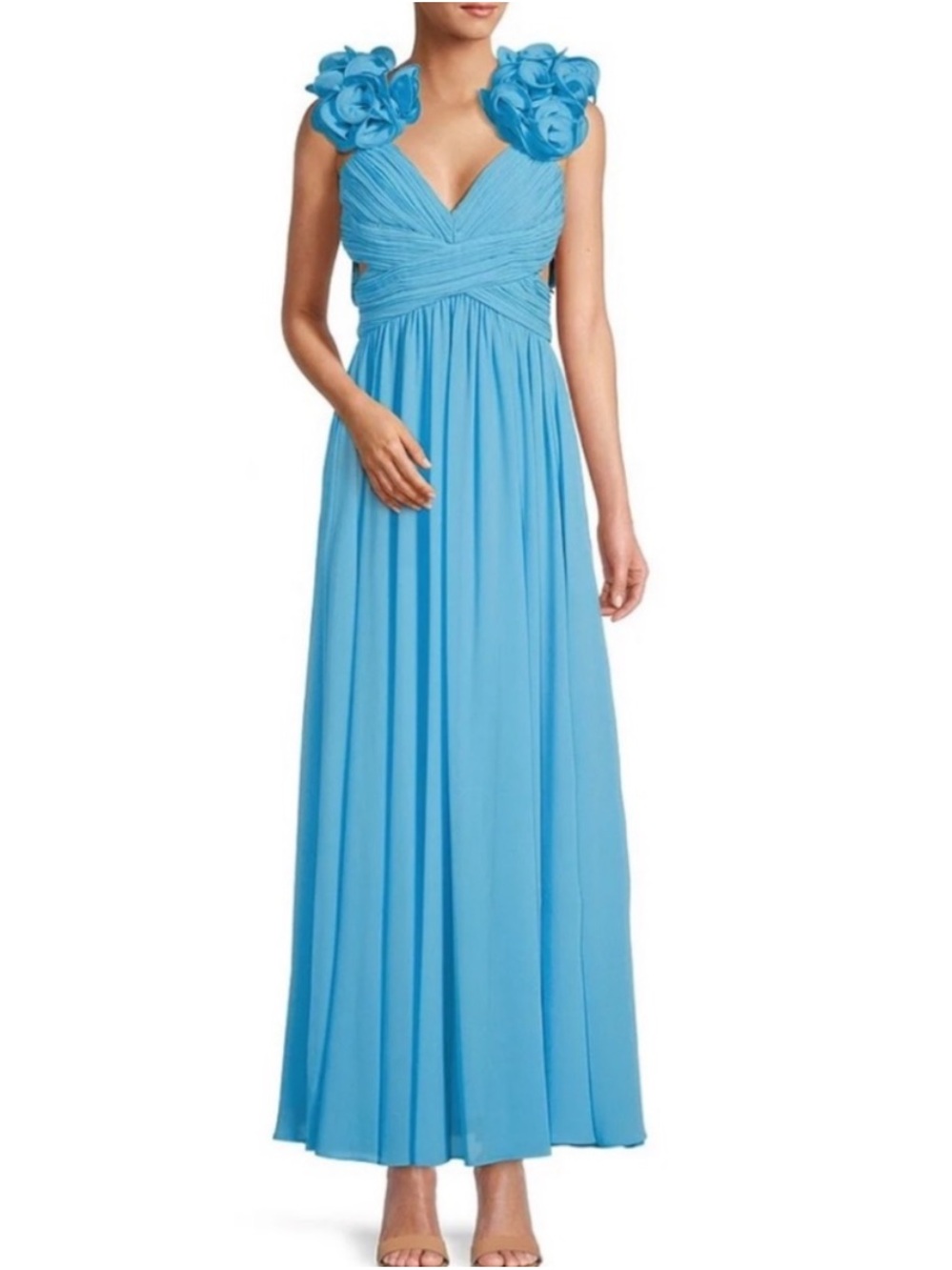 Blue Antonio Melani Manila Rosette Prom Dress